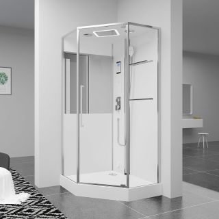 Душевая кабина Black and White Galaxy G8895 100х100 889500 с паром без гидромассажа